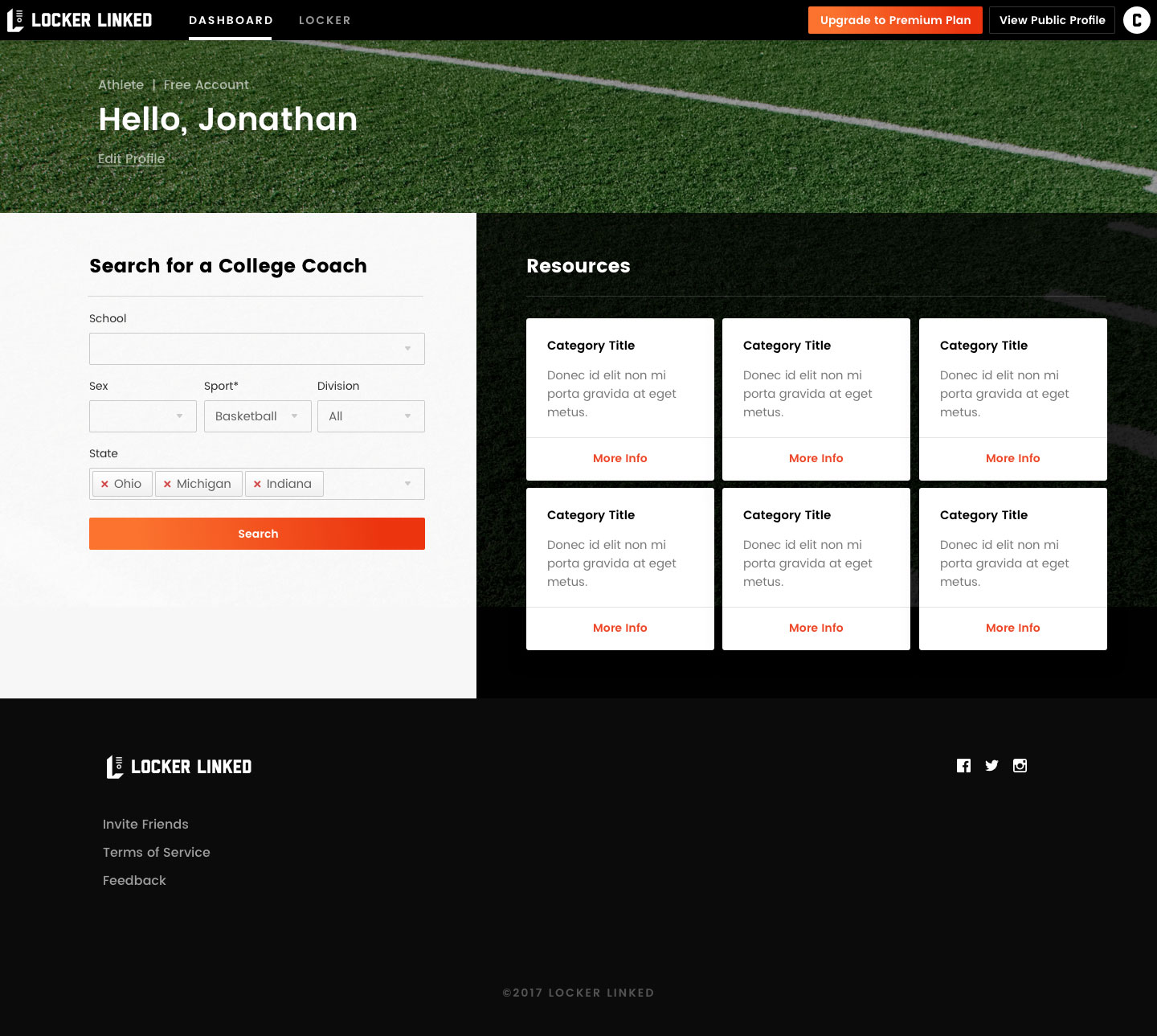 Locker Linked User Dashboard Screenshot