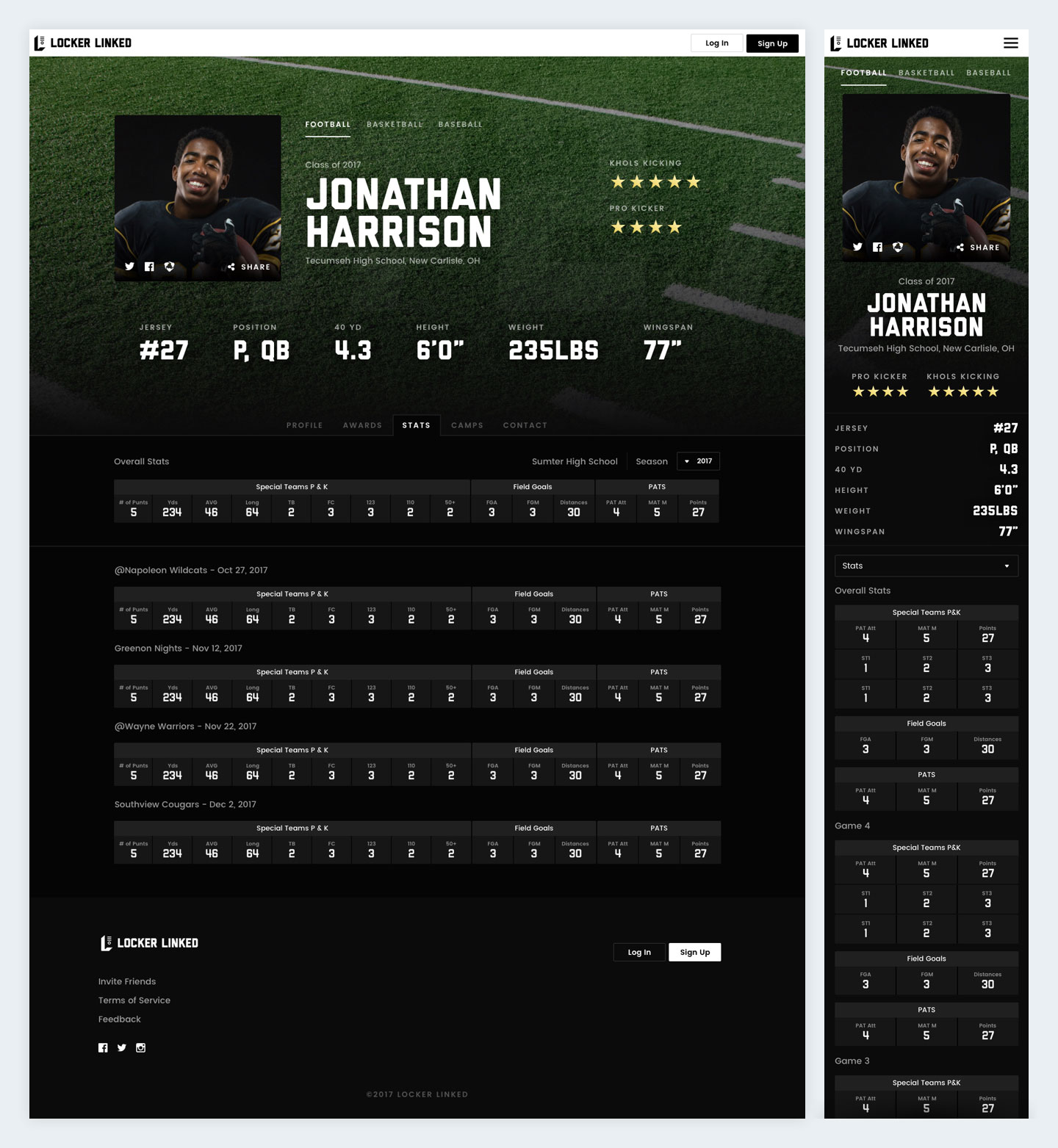 Locker Linked Athlete Profile Screenshot