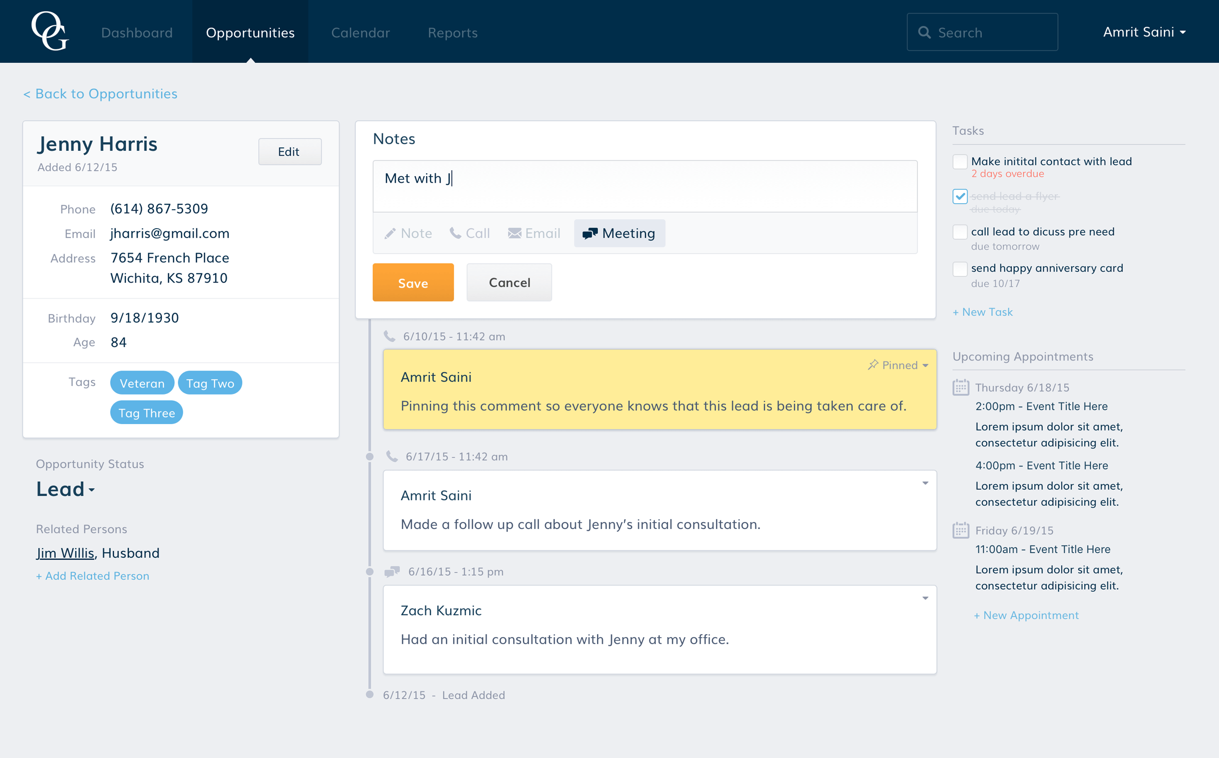 ORMS Application Screenshot - Opportunity Detail Page